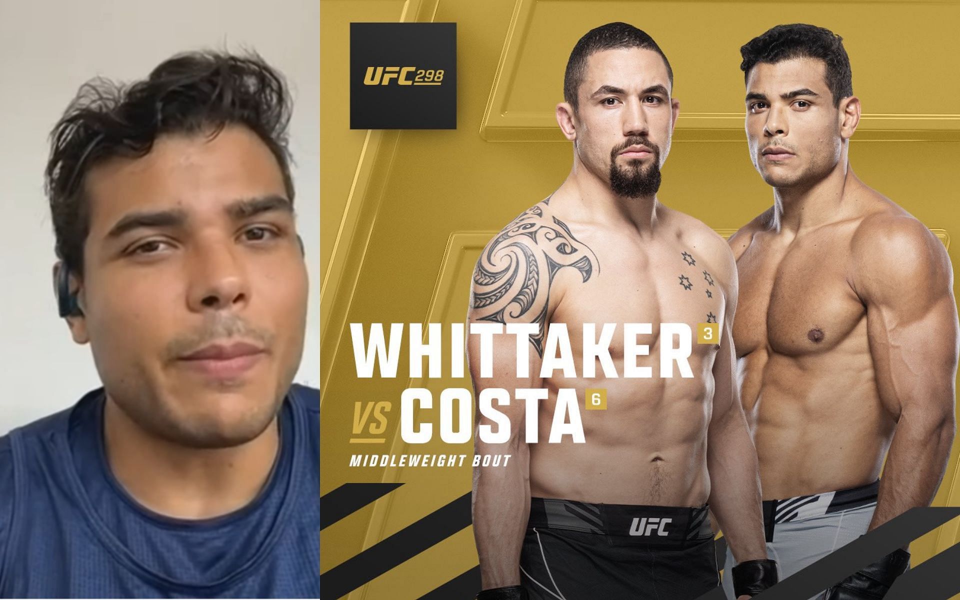 Paulo Costa [Left] says he never signed a contact to fight Robert Whittaker [Right] [Image courtesy: MMAFightingonSBN - YouTube, and @ufc - X]