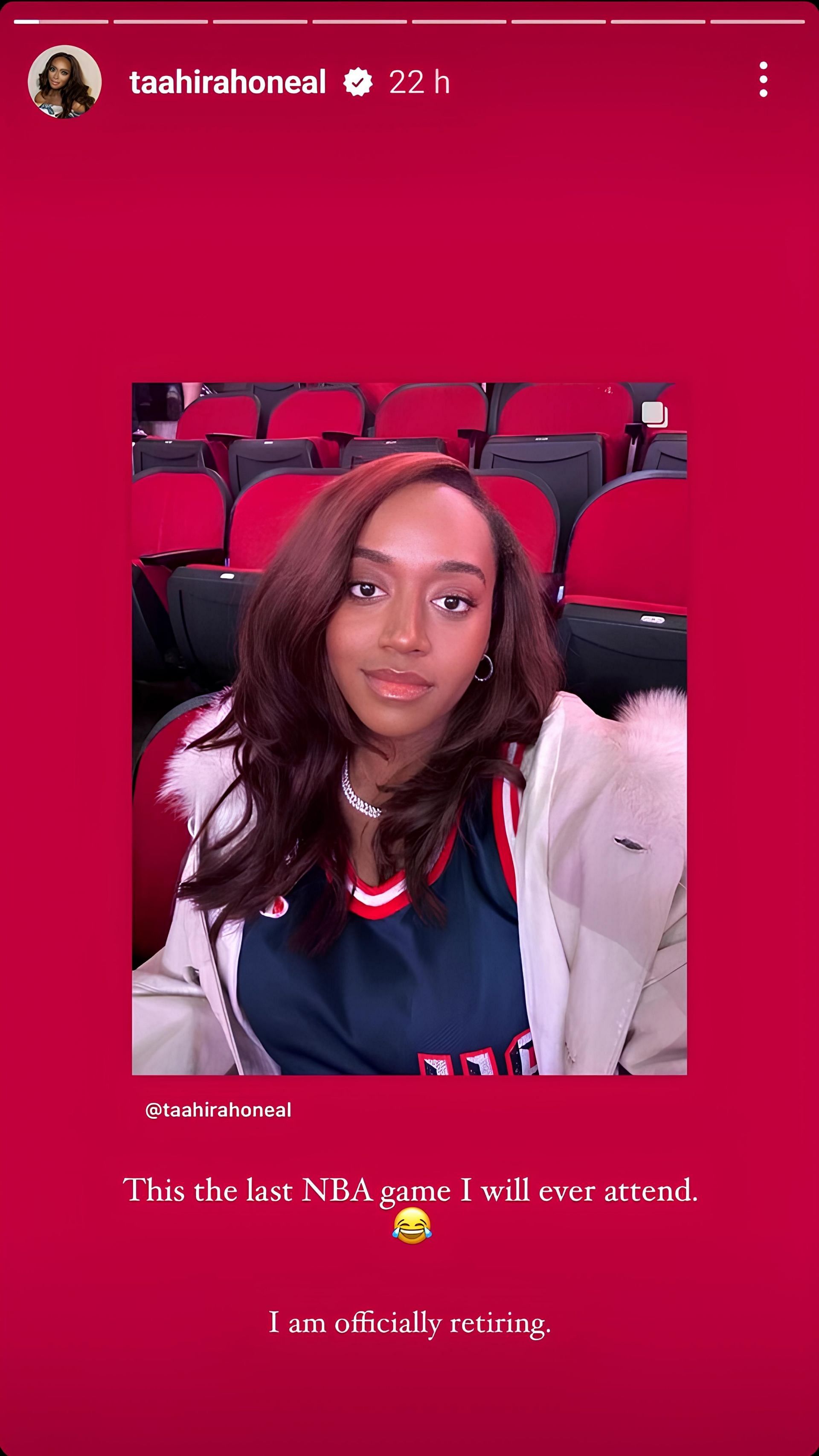 Tahirah O&#039;Neal jokingly retired from the NBA games