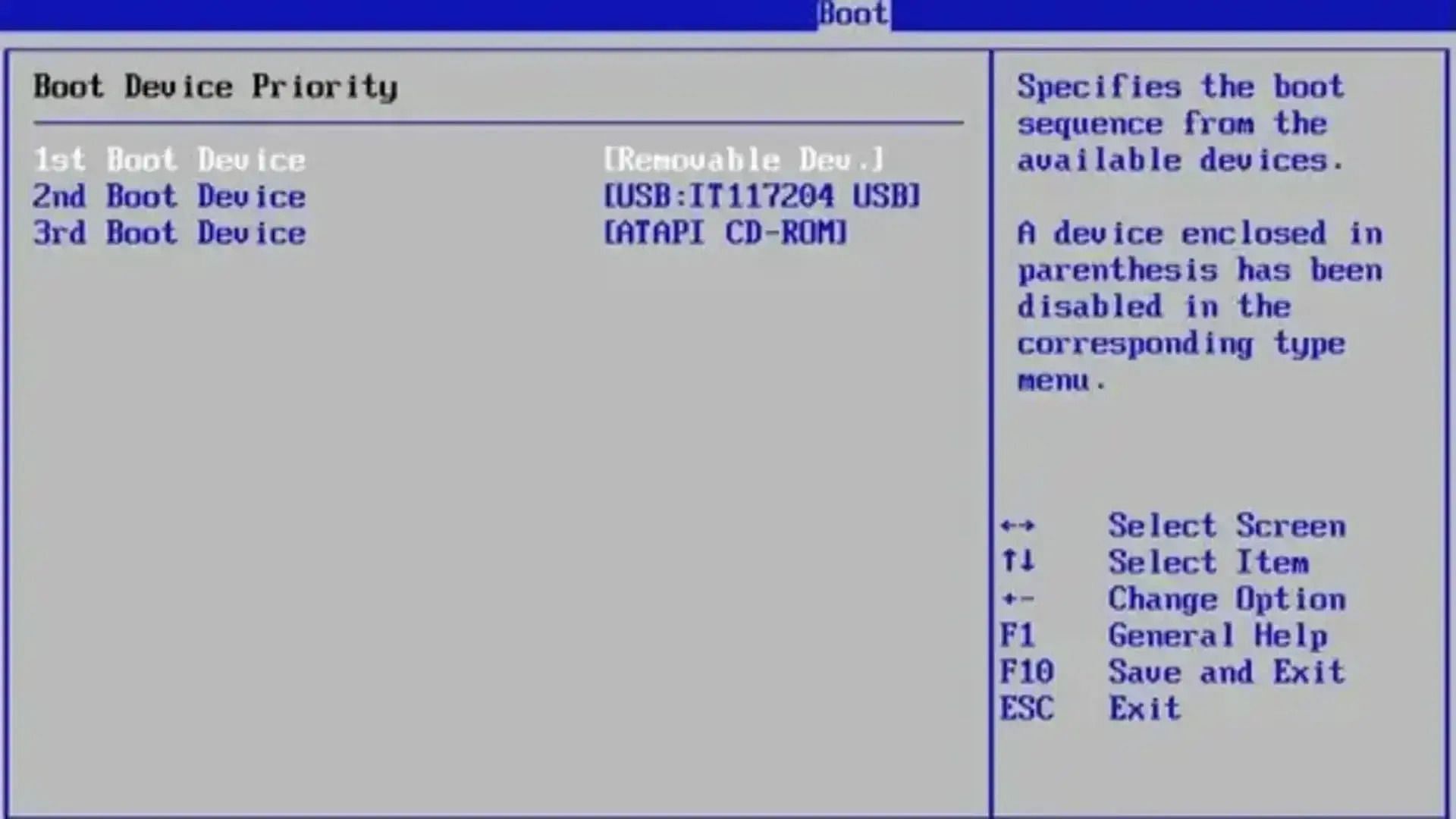 Setting up USB as the first boot device in BIOS (Image via American Megatrends BIOS)