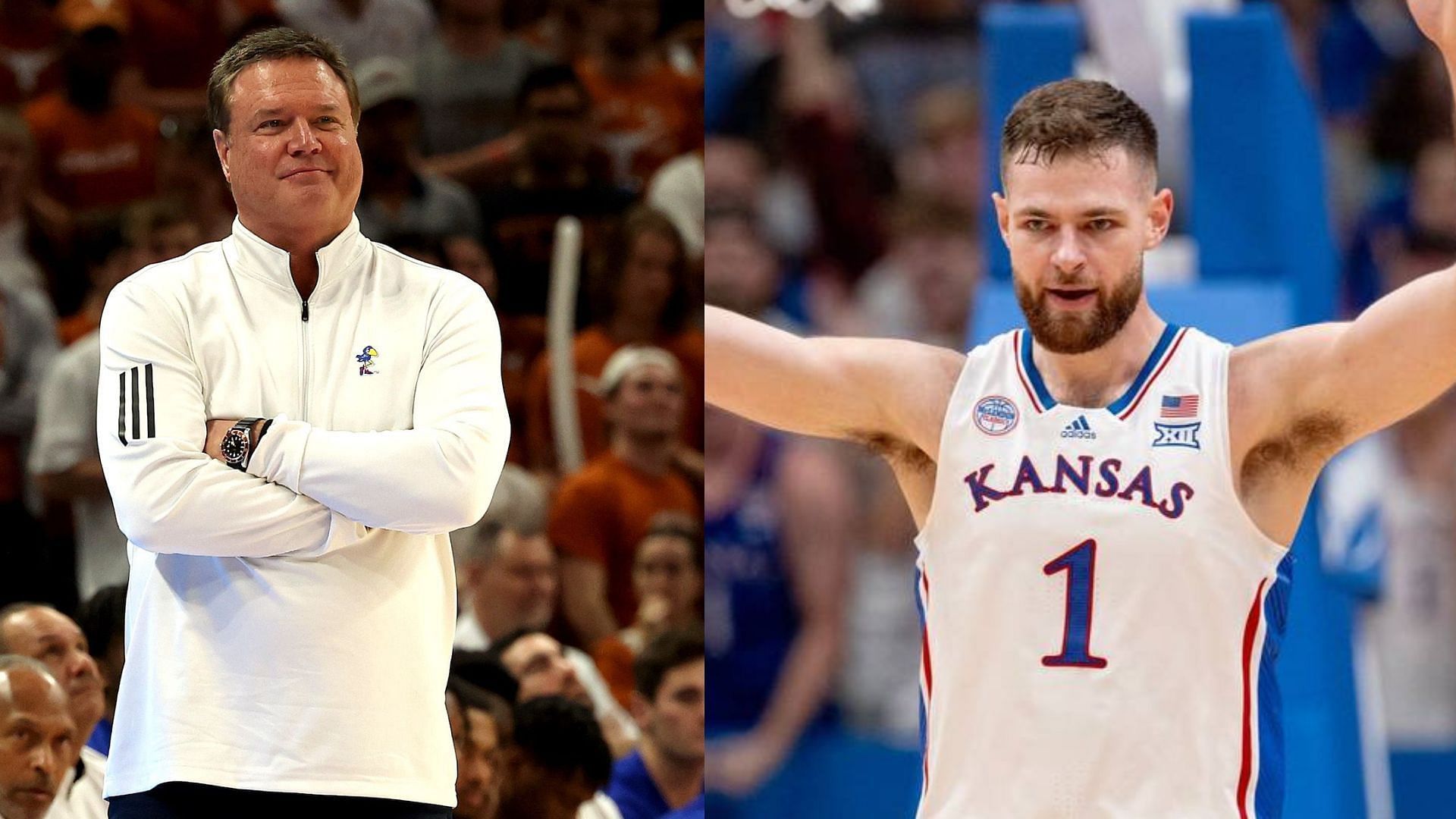 Kansas HC Bill Self and Hunter Dickinson 