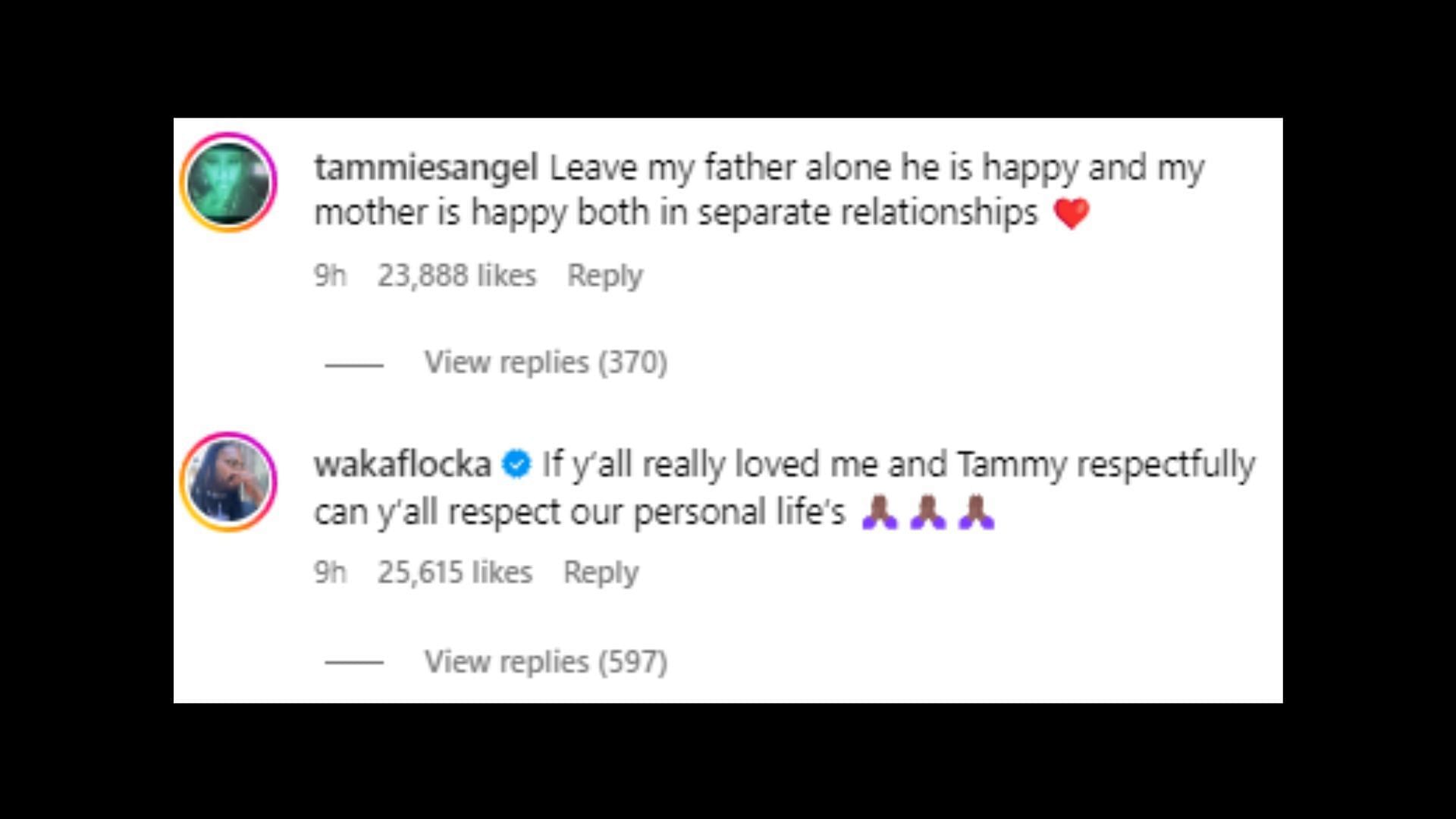 The rapper and his stepdaughter reply to the criticism (Image via wakaflocka/Instagram)