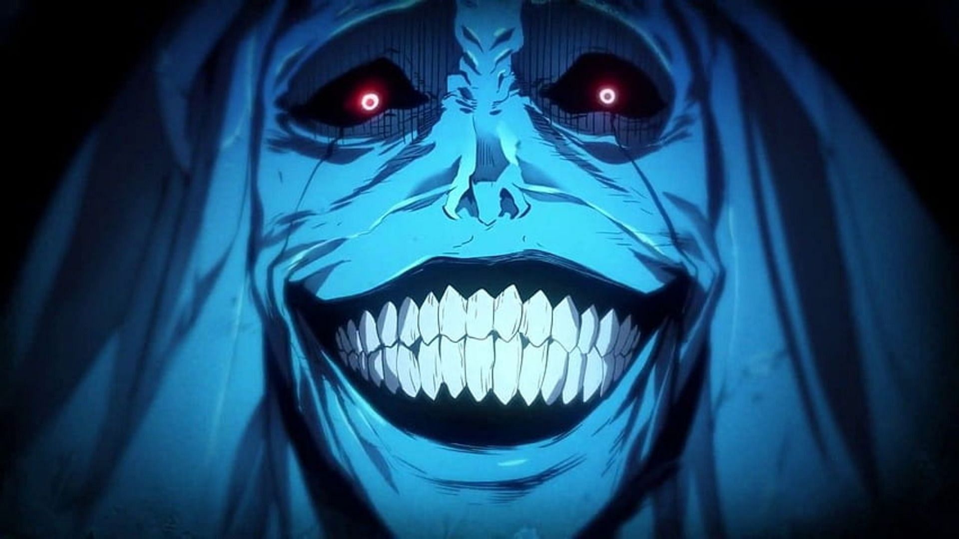 The infamous smile from the statue as seen in Solo Leveling (Image via A-1 Pictures)