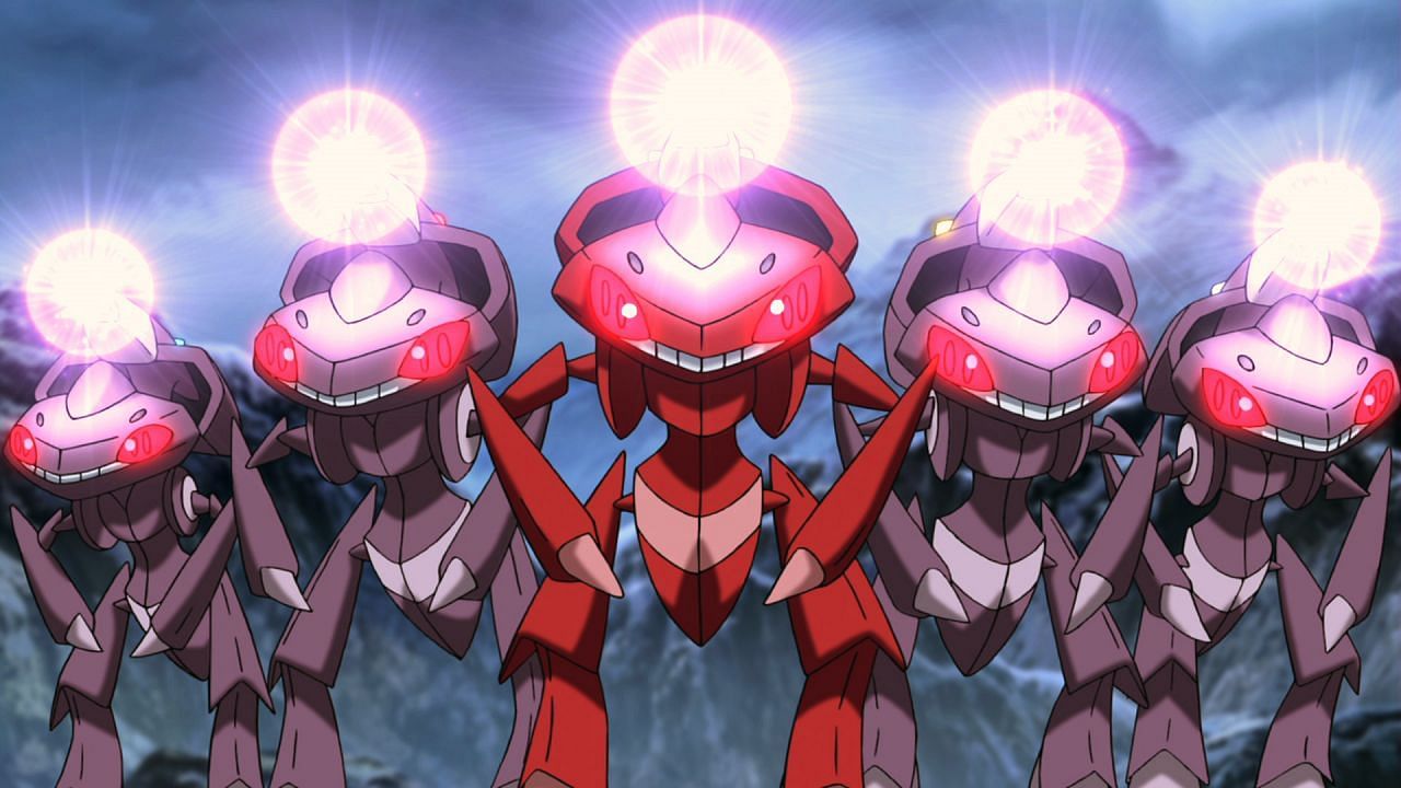An army of different Genesects as seen in the anime (Image via The Pokemon Company)