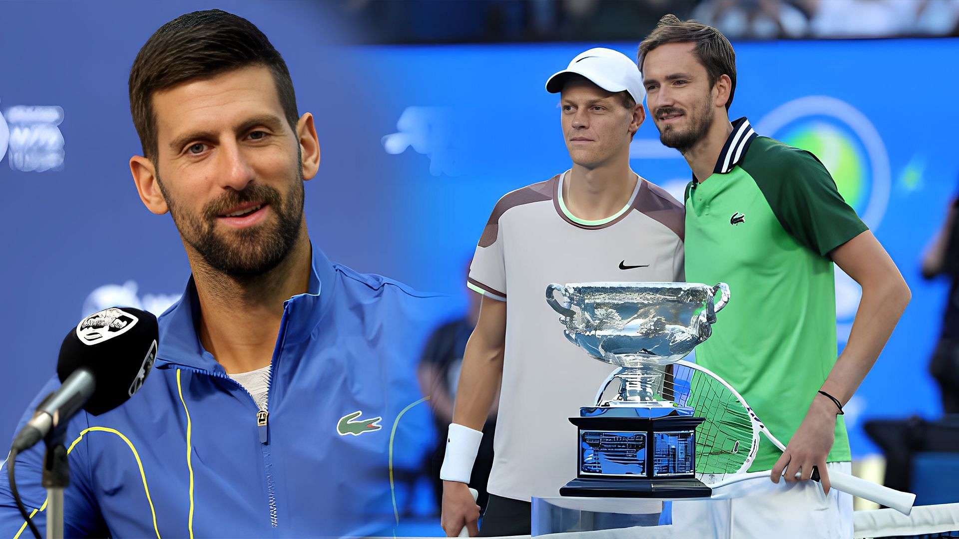 Novak Djokovic (L); Jannik Sinner with Daniil Medvedev