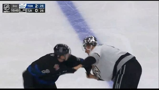 WATCH: Andreas Englund and Simon Benoit chuck knuckles during Kings vs Leafs clash