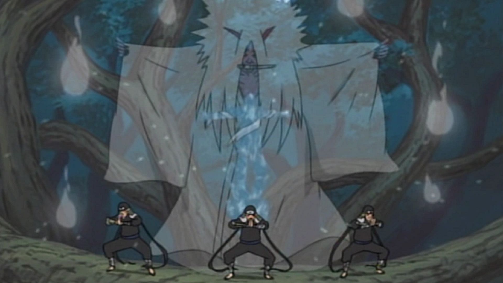 Hiruzen performing Shiki Fujin as seen in the Naruto anime (Image via Studio Pierrot)