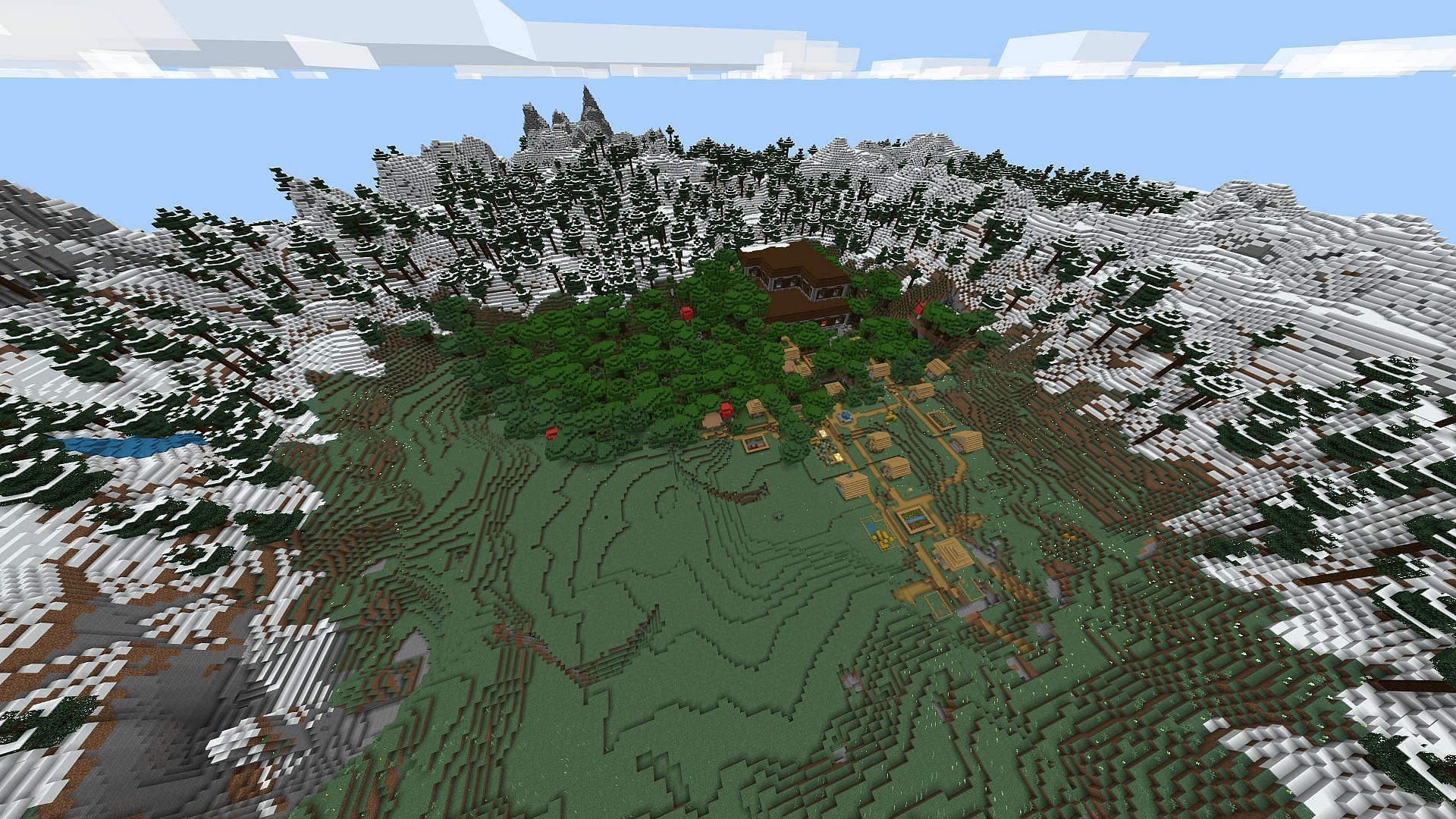 This Minecraft Bedrock seed offers a challenge right from the start (Image via Mojang)
