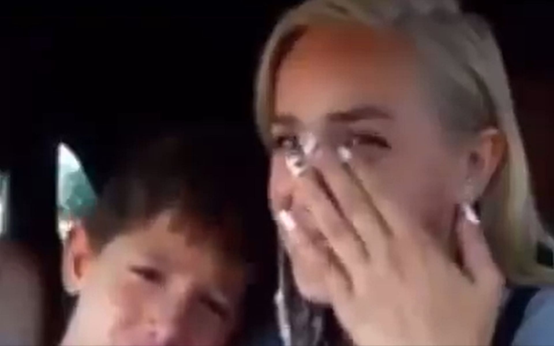 YouTuber telling her son how to cry for video following dog