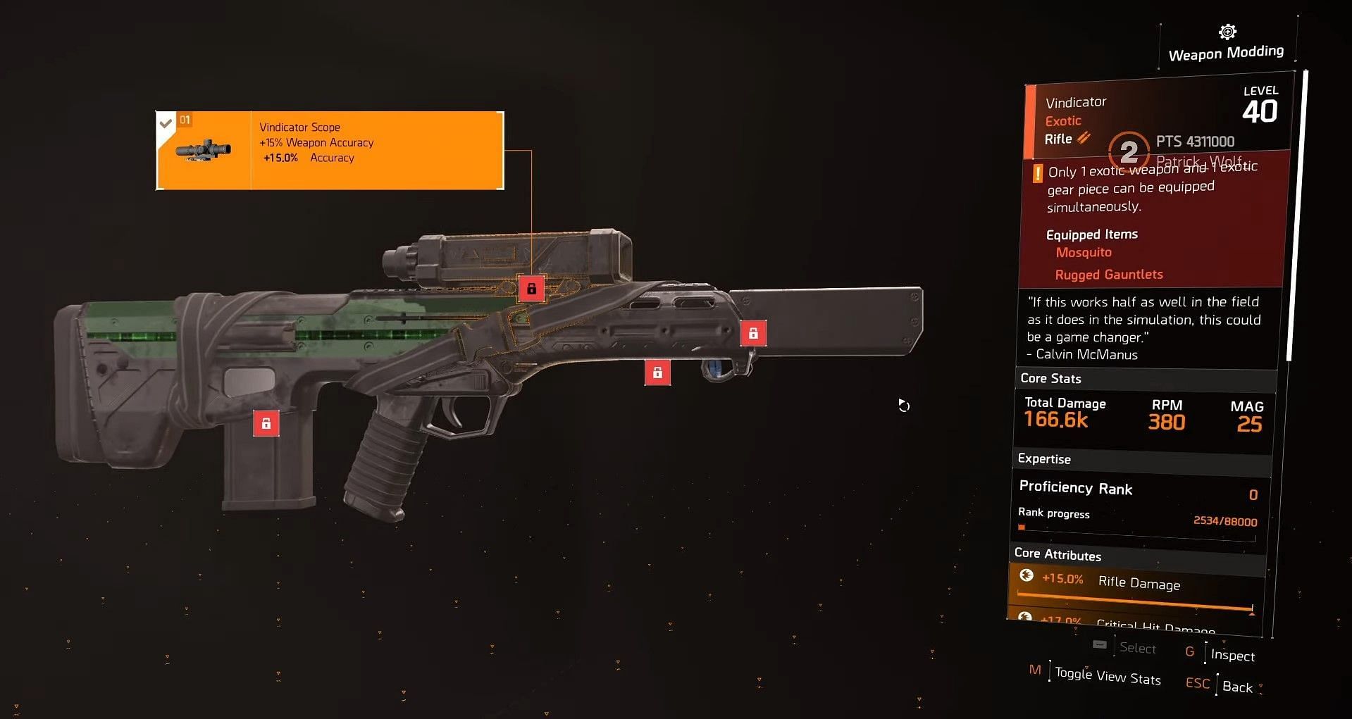 Vindicator Exotic Rifle in The Division 2 (Image via Ubisoft)