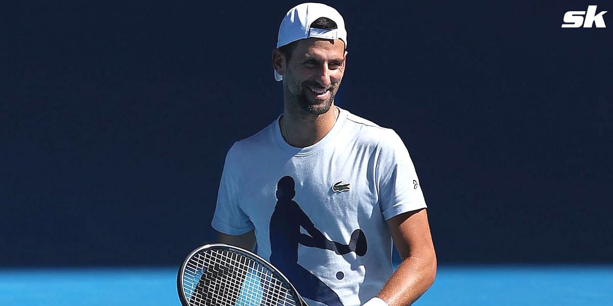 Novak Djokovic practices in Melbourne