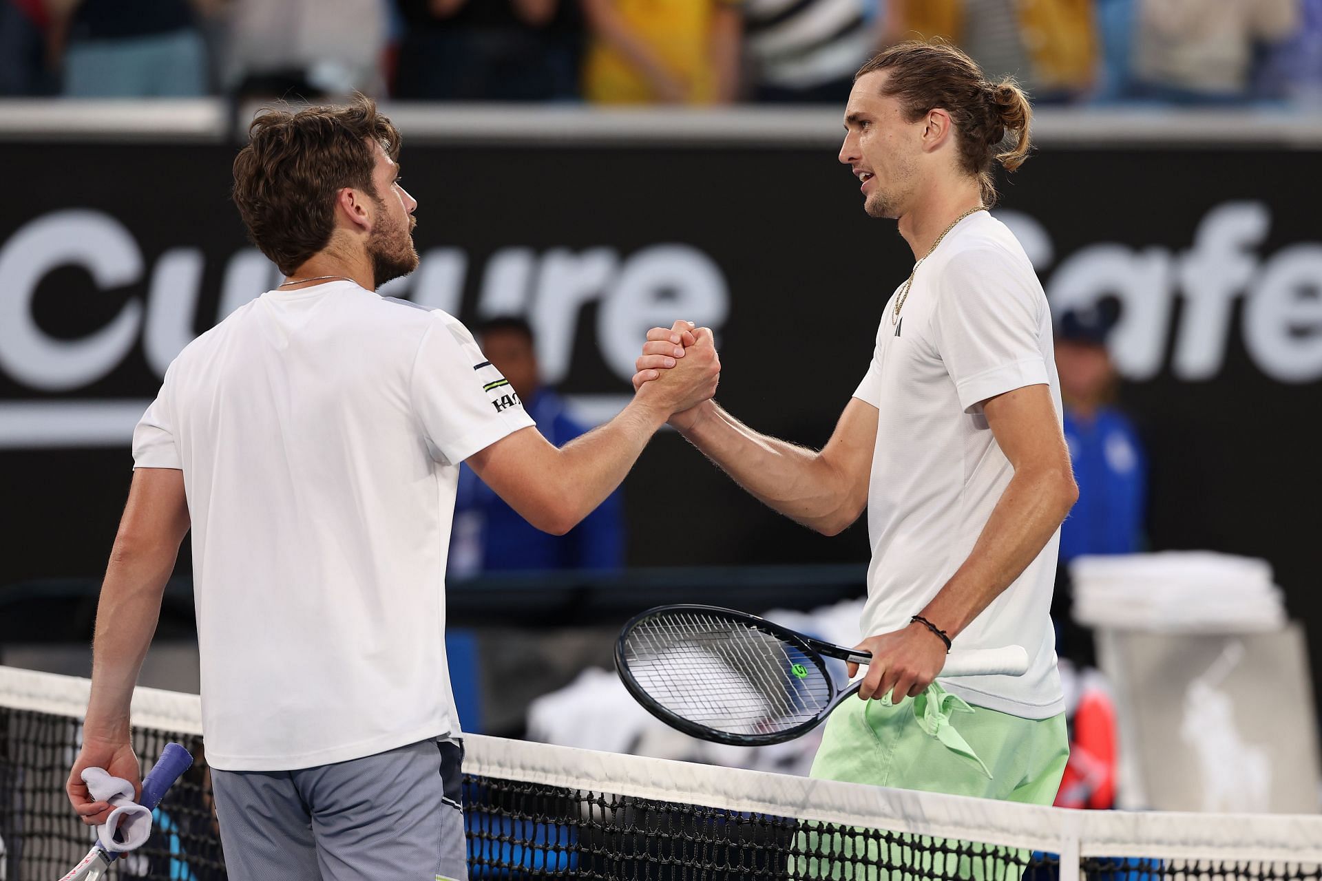 Cameron Norrie and Alexander Zverev shake hands: Australian Open 2024