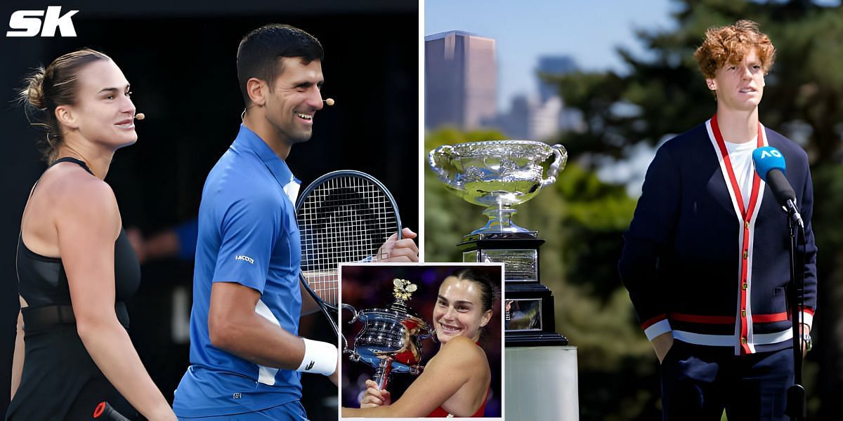 Aryna Sabalenka and Novak Djokovic (L), Jannik Sinner (R)