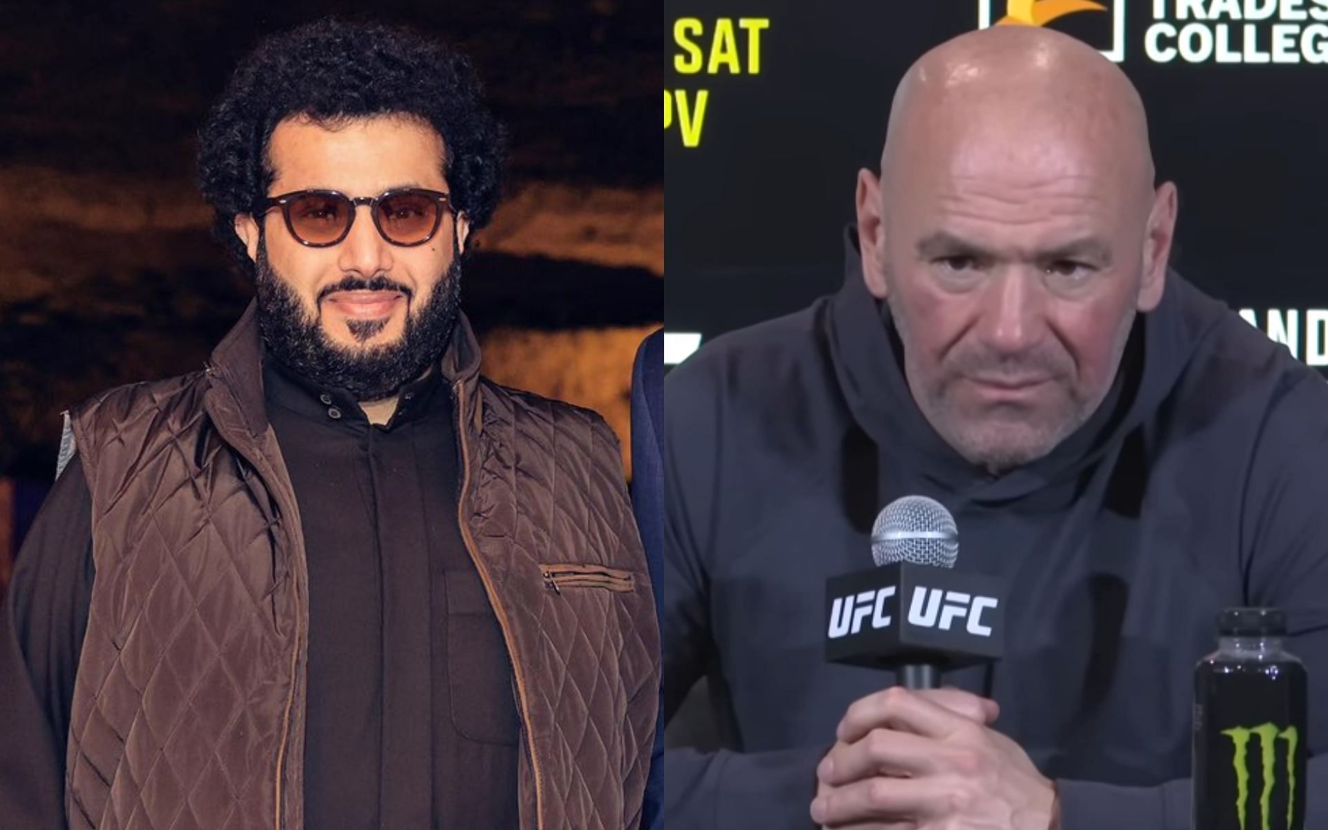 Turki Alalshikh [Left] announced official date for UFC Saudi Arabia [Dana White, right] [Image courtesy: @Turki_alalshikh - X, and UFC - YouTube]