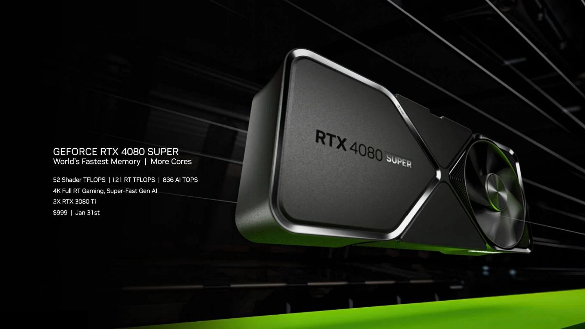 The RTX 4080 Super will launch for $999 (Image via Nvidia)