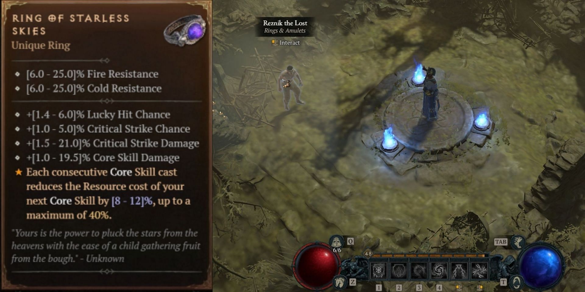 Pre-1.3.0 ring of the Starless Skies in Diablo 4 (Image via Blizzard Entertainment)