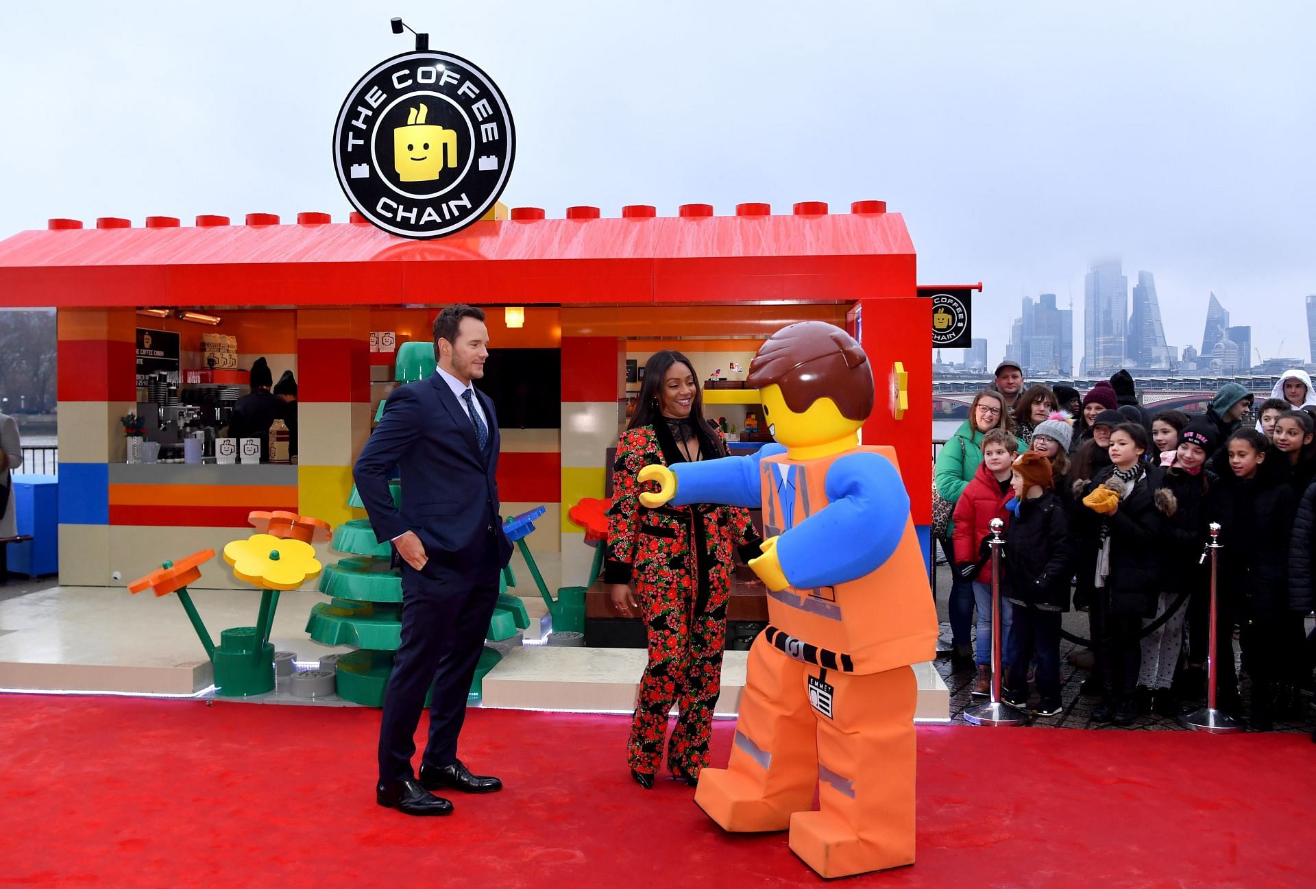 Stars Of &quot;The Lego Movie 2&quot; Open Pop-Up Lego Cafe &quot;The Coffee Chain&quot; (Photo by Gareth Cattermole/Getty Images)