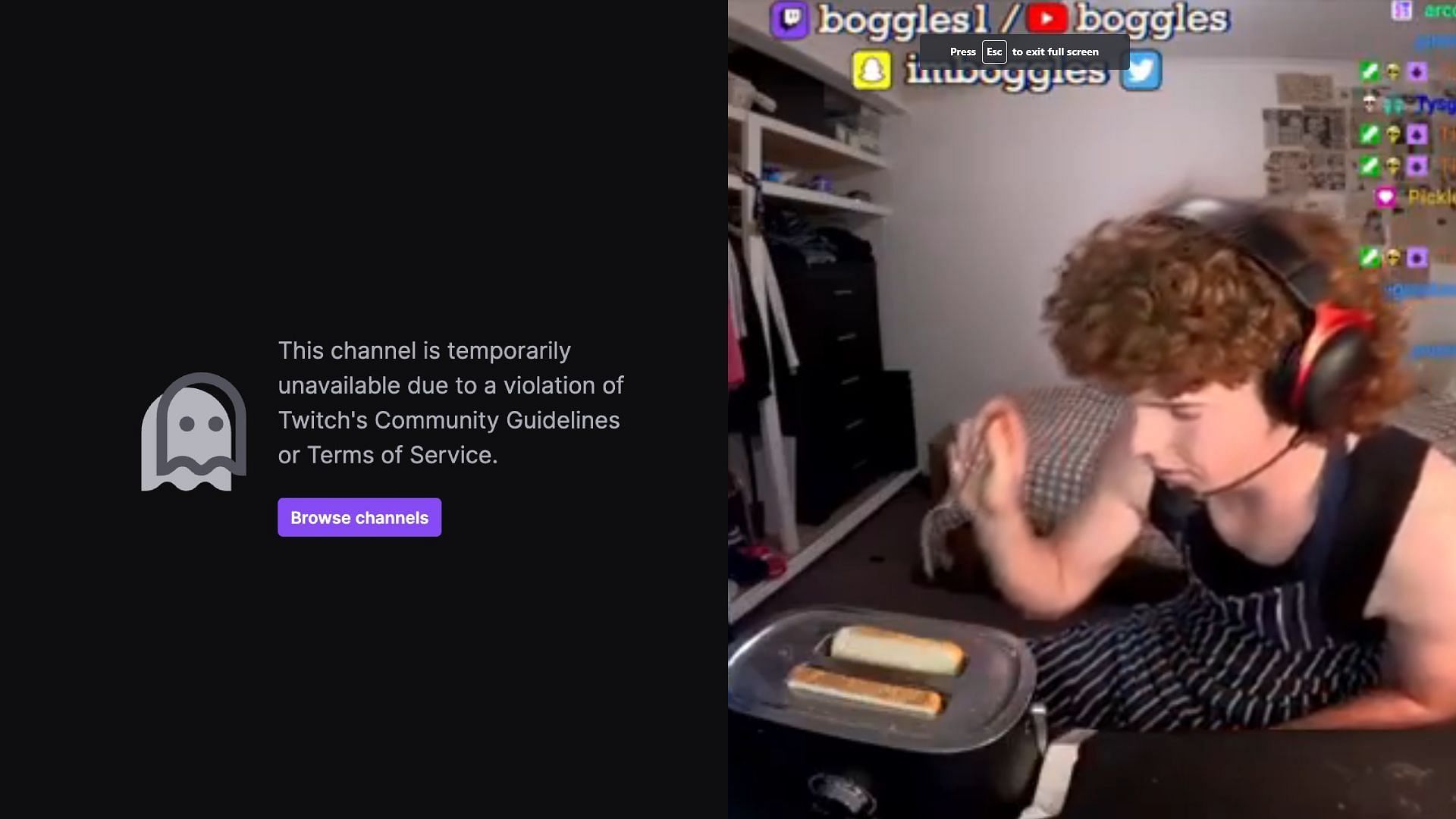 Community wants Boggles1 to be unbanned on Twitch (Image via imboggles/X)