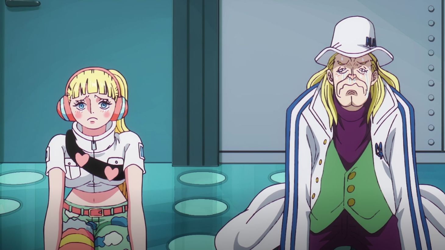 Hibari dan Helmeppo seperti yang terlihat di One Piece episode 1090 
