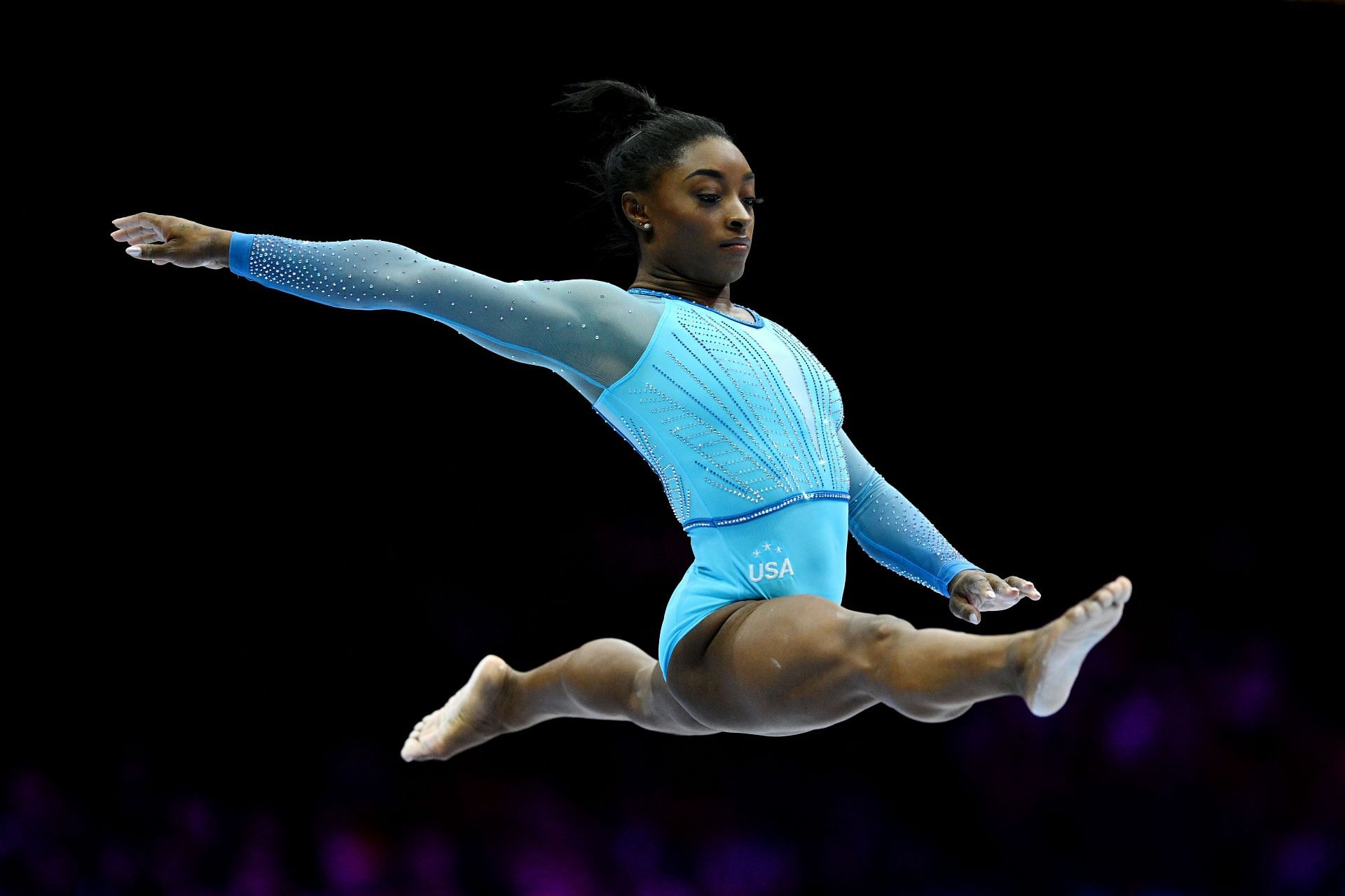 Team USA's Simone Biles competes on balance beam during women's qualifying at the 2023 FIG Artistic Gymnastics World Championships in Antwerp, Belgium.