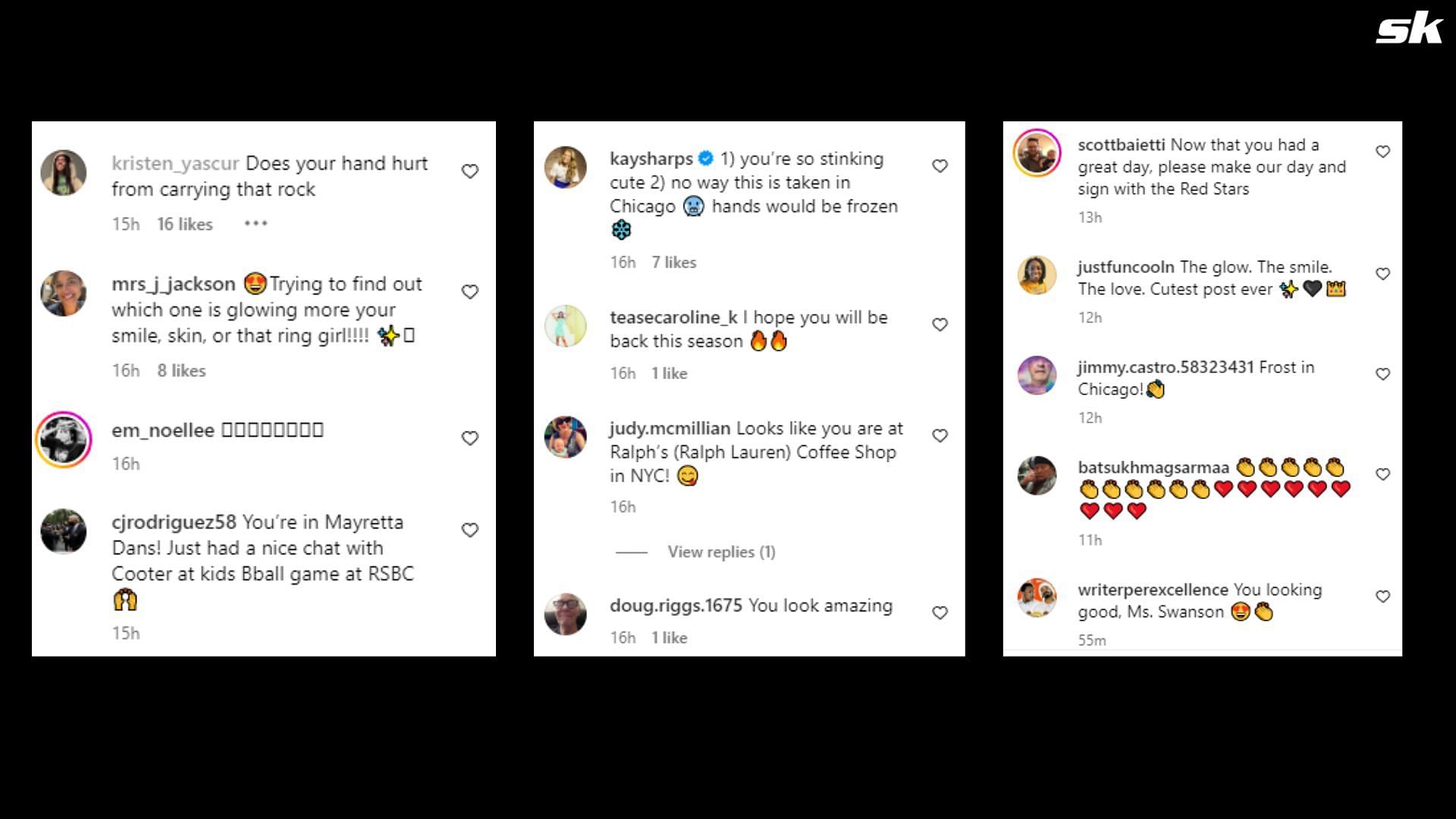 Fan reactions to Mallory Pugh&#039;s coffee date post on Instagram