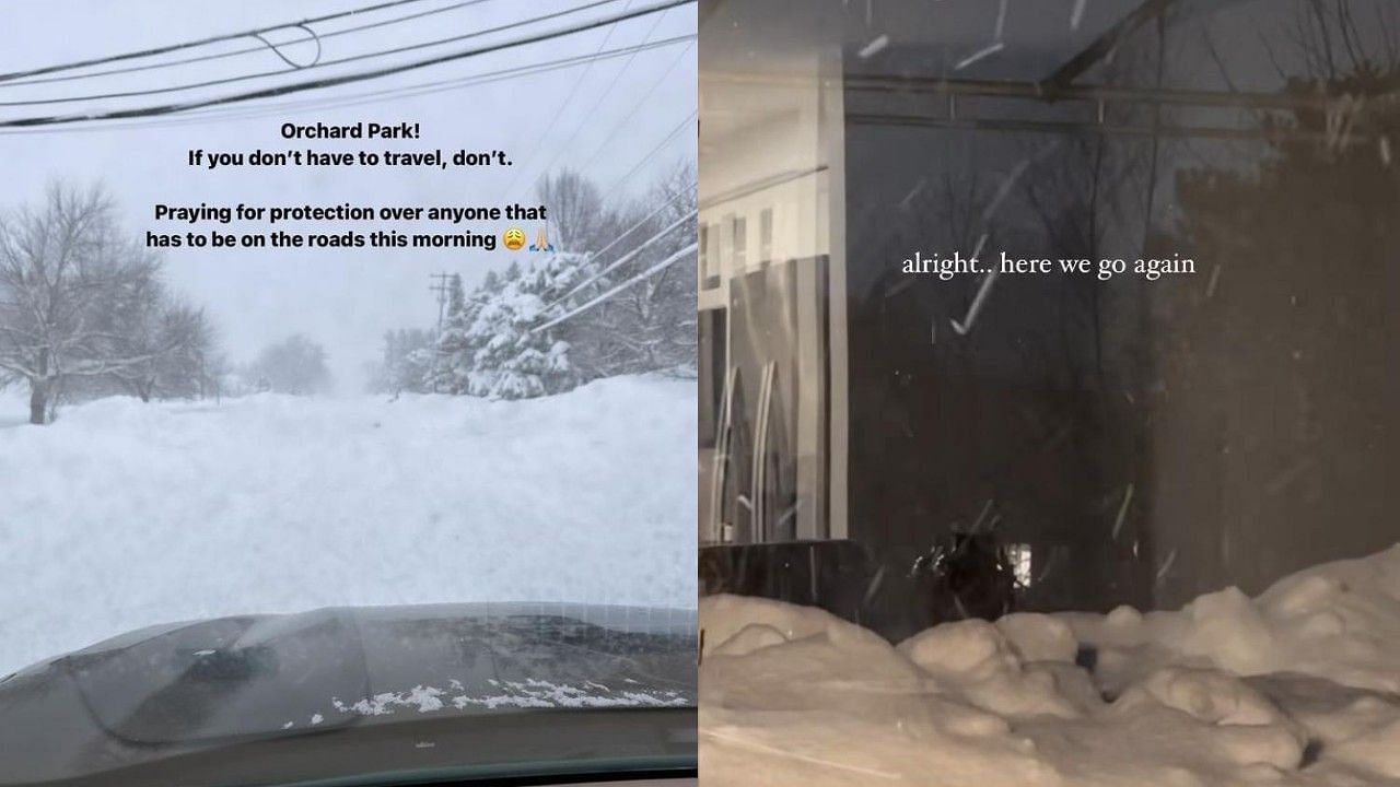 Paige Buechele, wife of Bills backup quarterback Shane Buechele, gives fans a weather warning.(IG:Paigelbuechele)