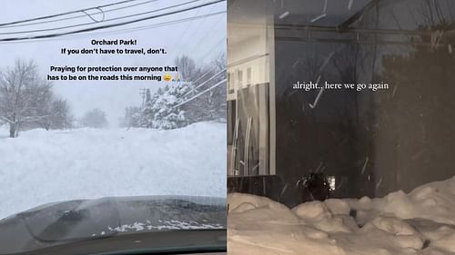 Paige Buechele, wife of Bills backup quarterback Shane Buechele, gives fans a weather warning.(IG:Paigelbuechele)