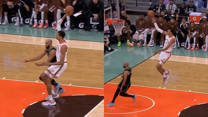 "I'm not an idiot": Derrick White hilariously reacts to passing block attempt on Victor Wembanyama