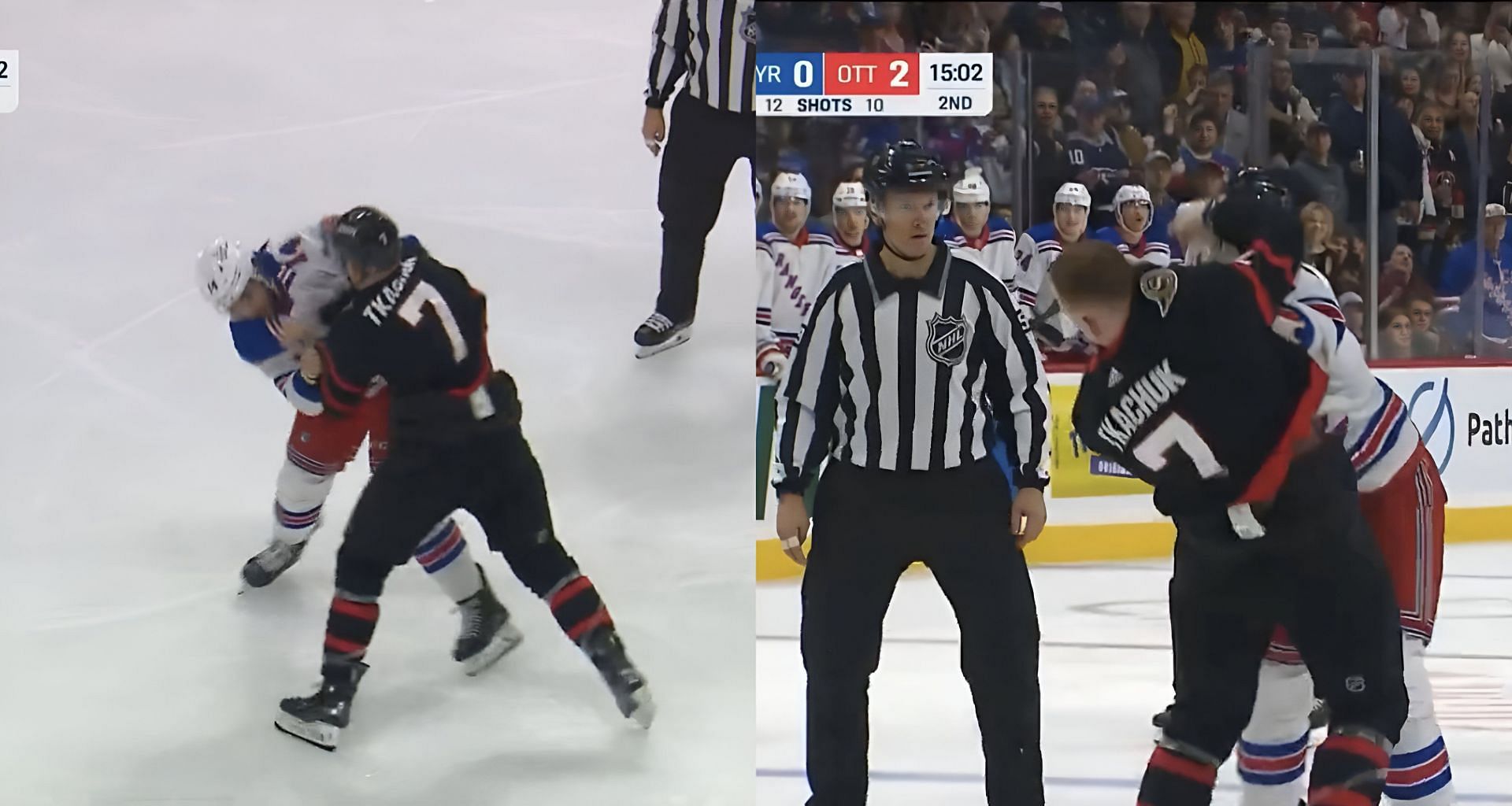 Watch: Brady Tkachuk steps up for Tim Stutzle by dropping the gloves ...