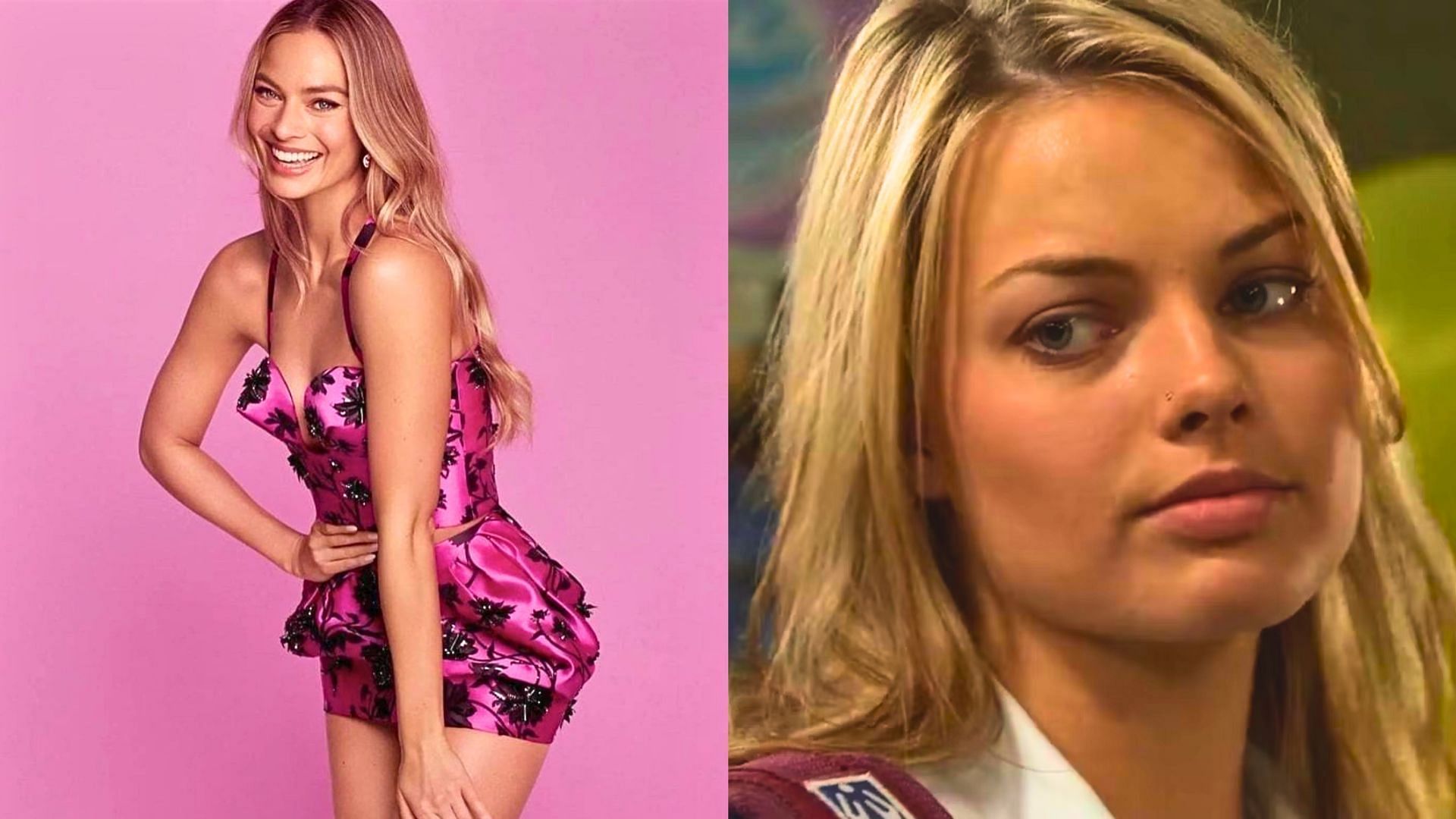(L) Margot Robbie appeared on (R) Neighbours from the age of 17 (Image via Instagram/@margotrobbieofficial and )