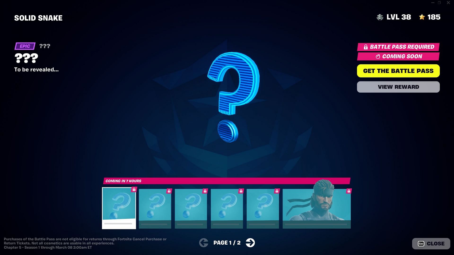 Solid Snake Outfit will unlock soon (Image via Epic Games/Fortnite)