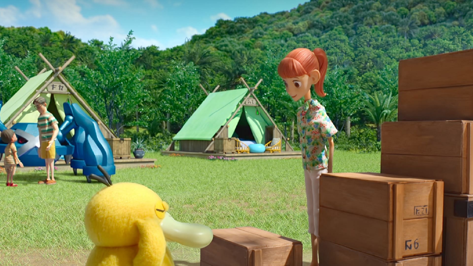 Haru helps Psyduck use its psychic powers in Pokemon Concierge Episode 2 (Image via The Pokemon Company/Netflix)