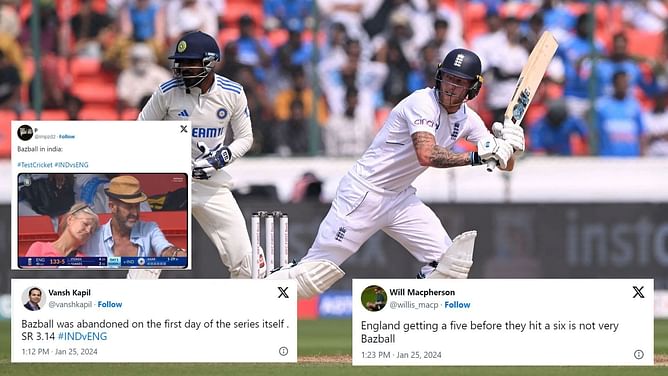 "Bazball lasted only for 35 minutes" - Fans react to England's subdued approach after an explosive start in 1st IND vs ENG Test