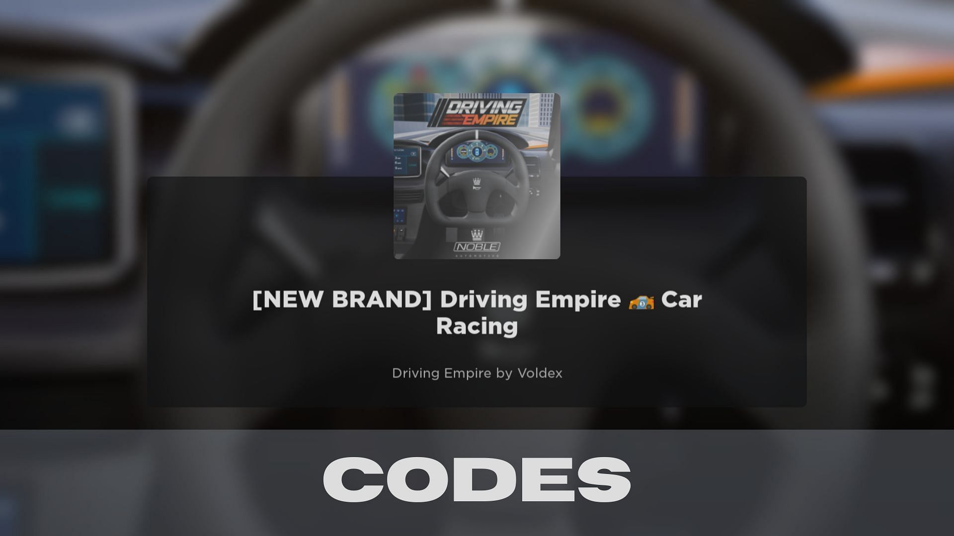 Driving Empire title screen with codes