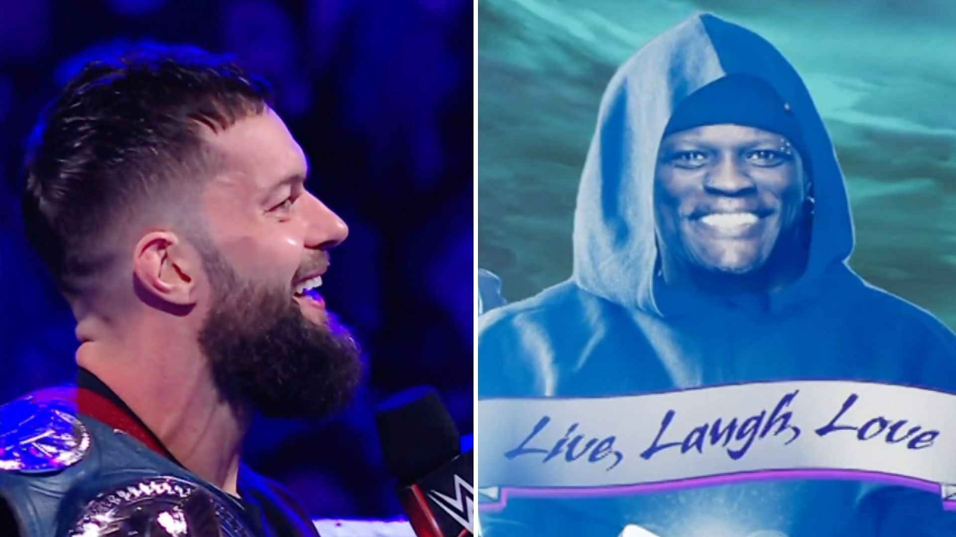 Finn Balor on the left and R-Truth on the right