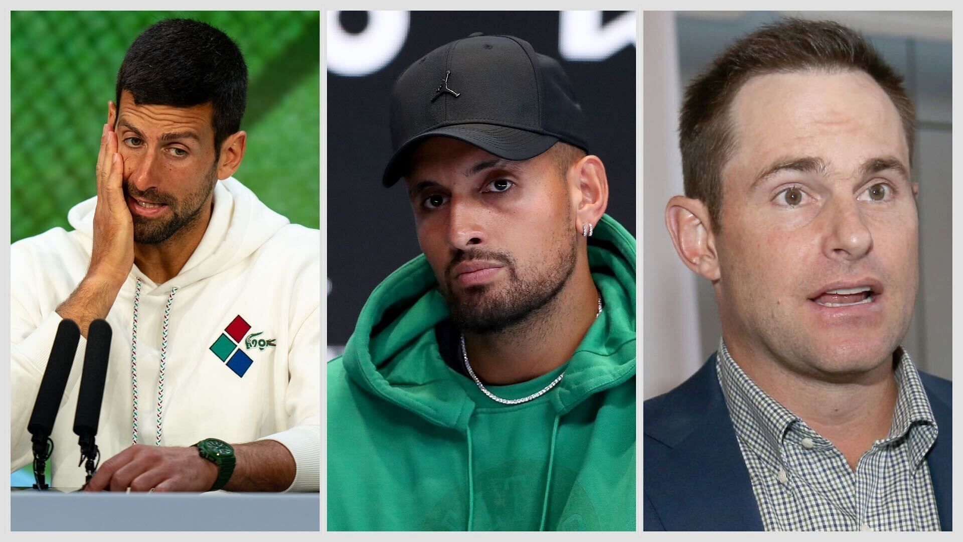 Novak Djokovic(left), Nick Kyrgios(center) and Andy Roddick(right)