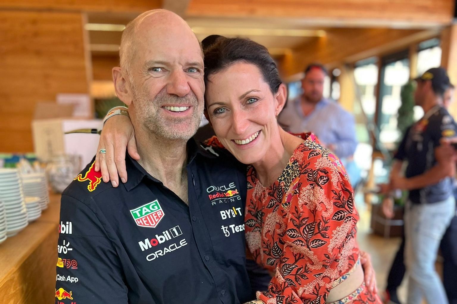 Red Bull chief technical officer Adrian Newey with his wife Amanda (Image by @DonnyVerstappen from X)