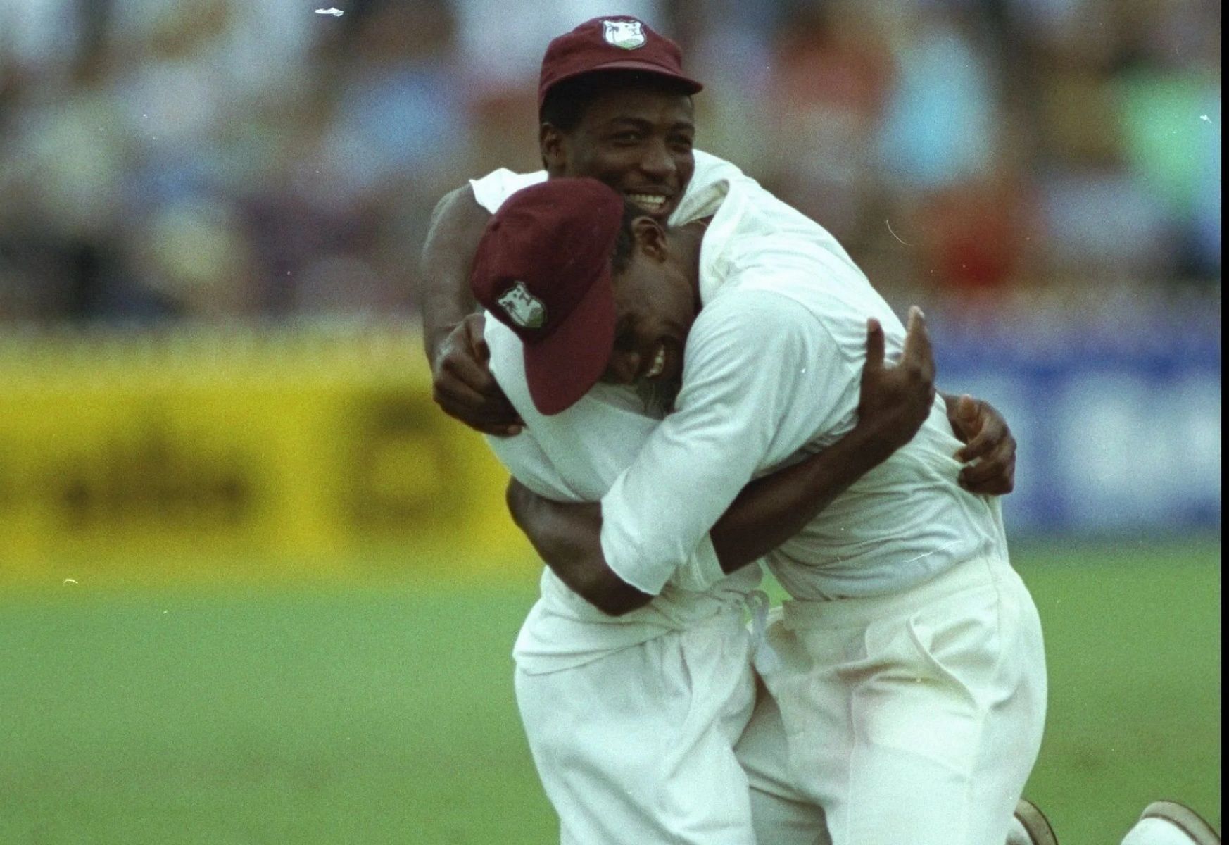 Windies players celebrate their one-run win in Adelaide in 1993. (Pic: Getty Images)
