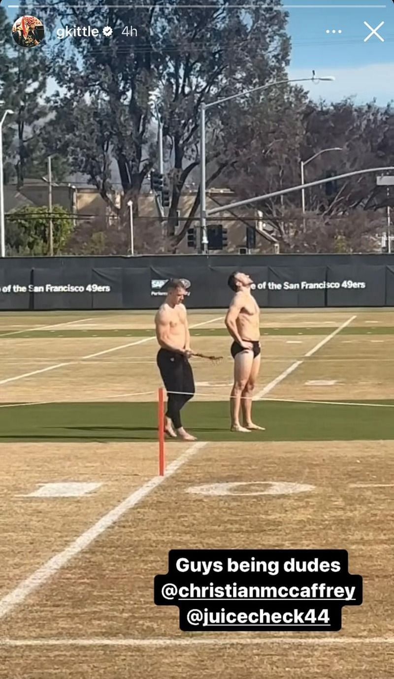 George Kittle&#039;s Instagram Story feat. Christian McCaffrey and Kyle Juszczyk