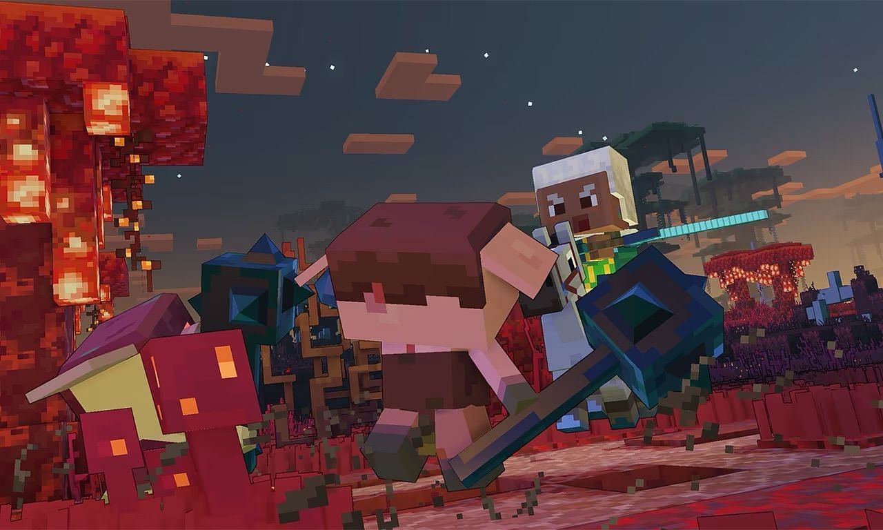 Le combat dans Minecraft Legends semblait pâteux (Image via Mojang Studios)