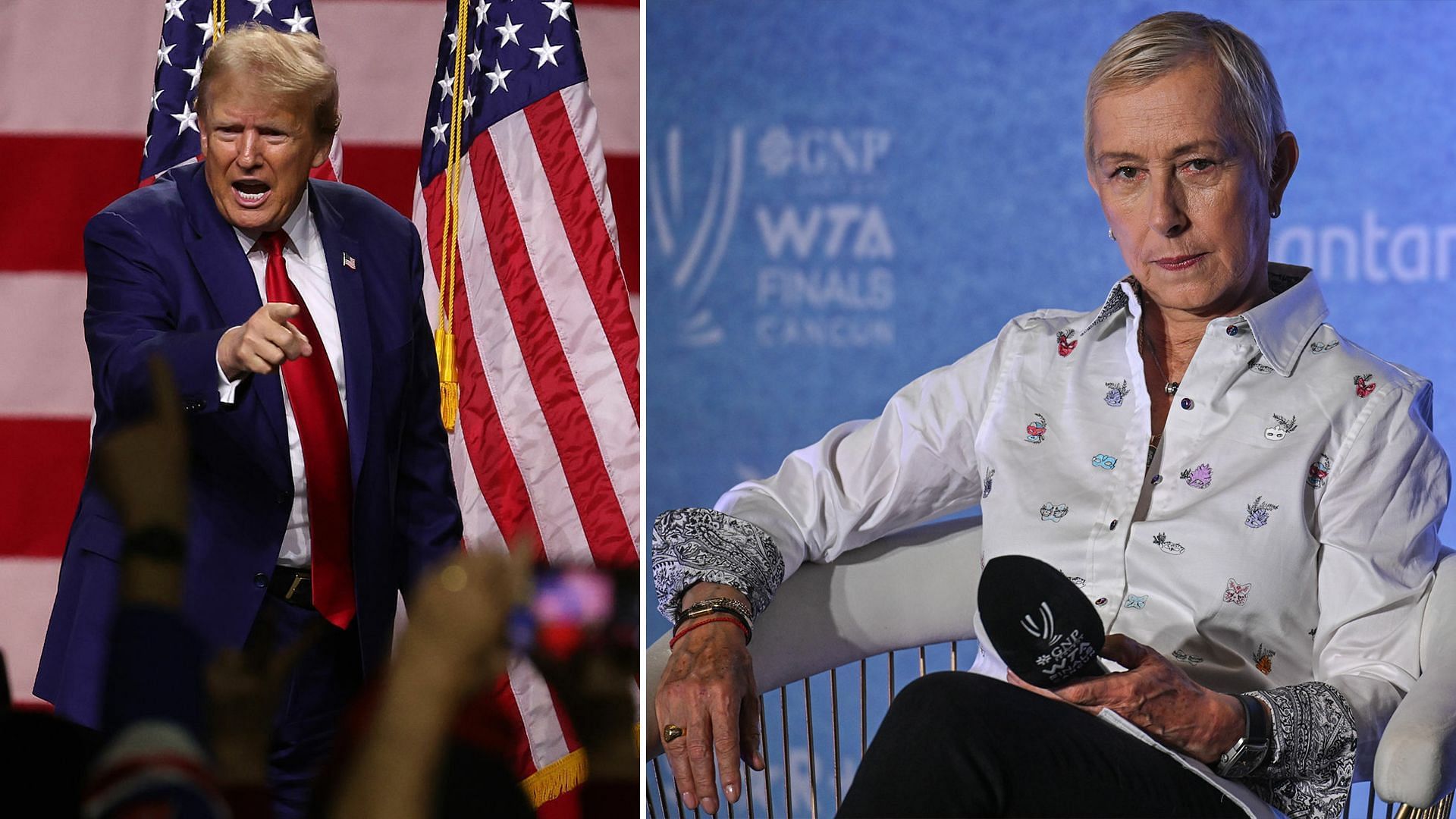 Donald Trump (L) and Martina Navratilova (R)