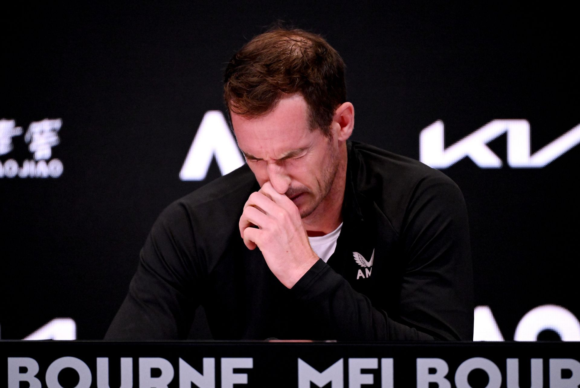 Andy Murray speaks to the media after his first-round match loss against Tomas Martin Etcheverry at the 2024 Australian Open - Getty Images