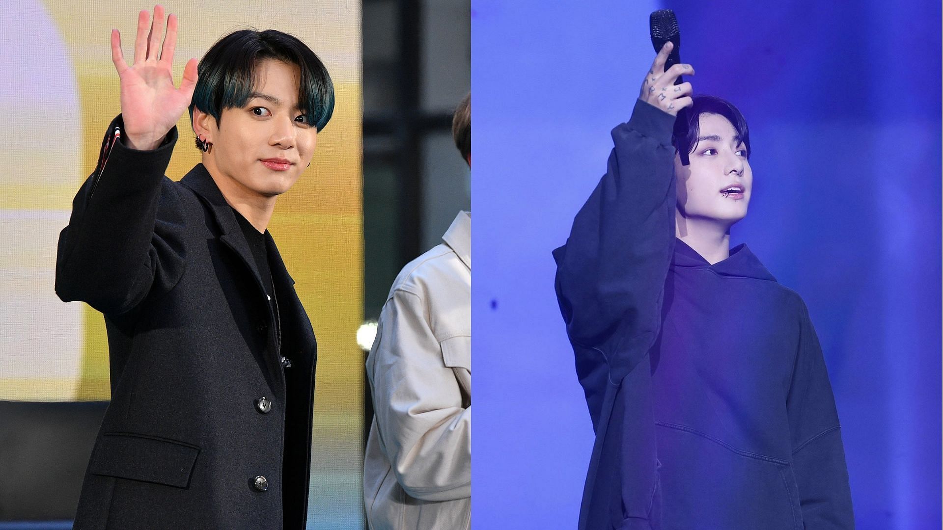 Jungkook is crowned as the most loved K-pop idol 2023 by Gaon/Circle chart (Images via Twitter/Channel955 and Bangtan7_Stream)