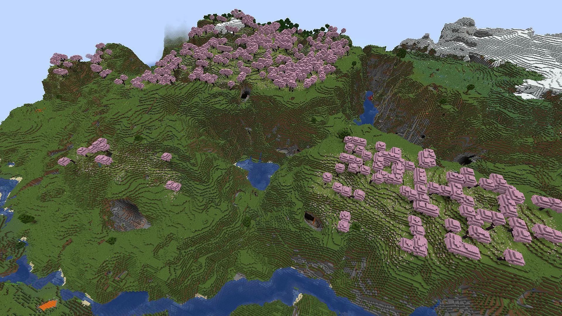 Cherry grove villages may not be available in Minecraft, but this seed offers something close (Image via Mojang)