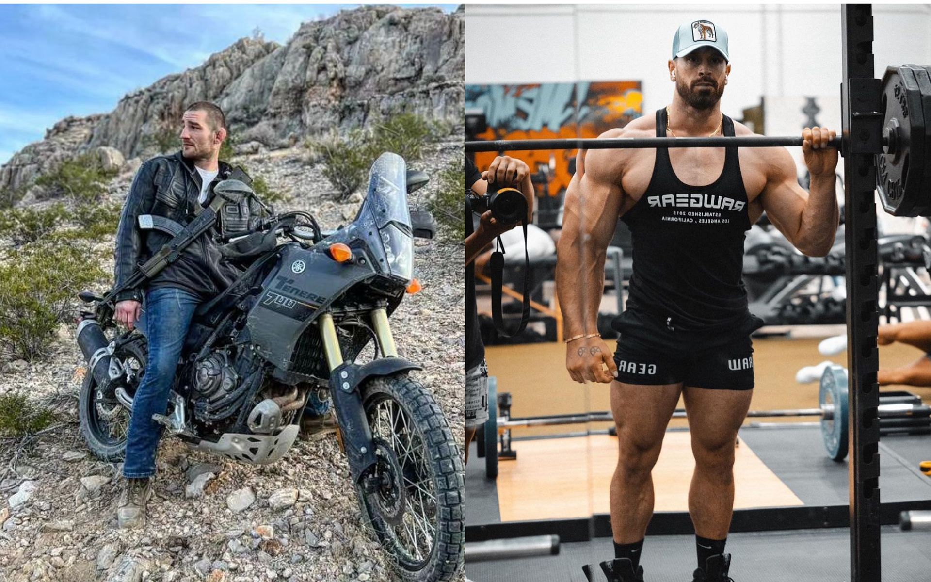 Sean Strickland on his bike (left) and Bradley Martyn in the gym (right) (Images courtesy @stricklandmma and @bradleymartyn on Instagram)