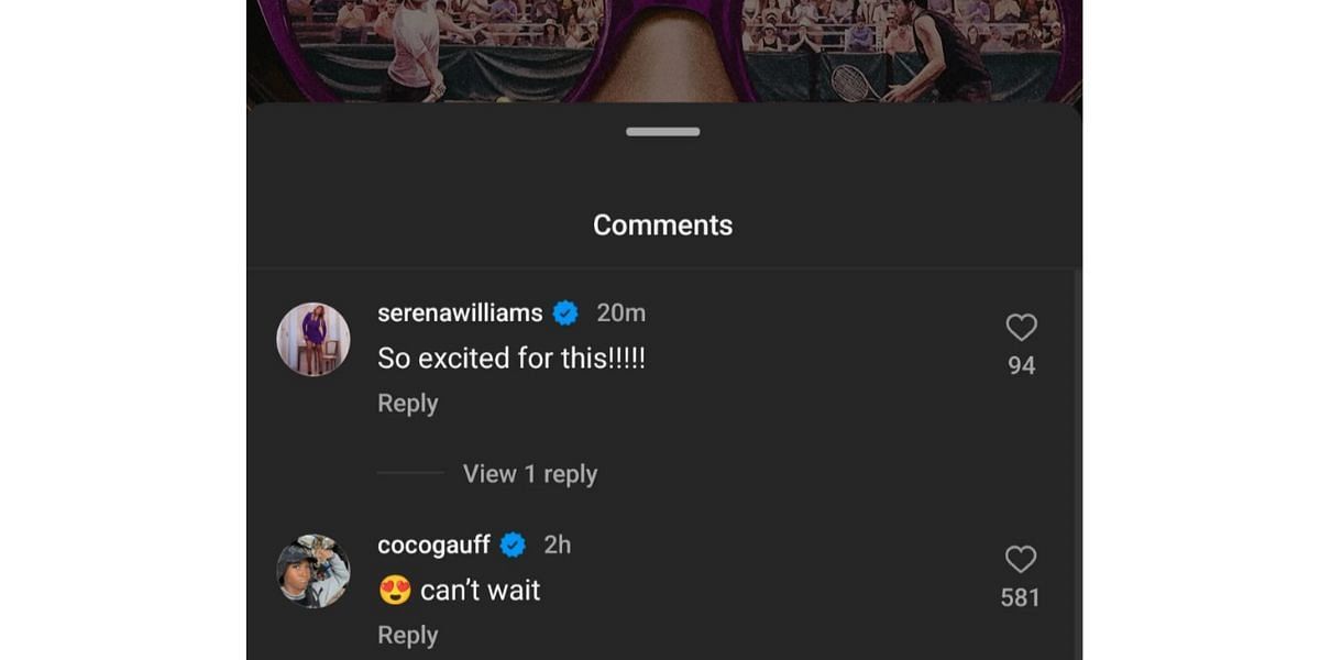 Screenshot of Serena Williams and Coco Gauff's comments