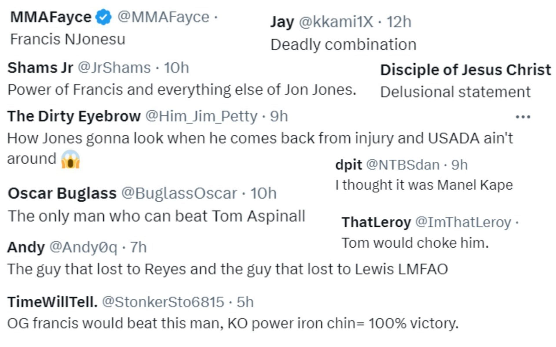 Fan reactions to AI-edited picture of Francis Ngannou and Jon Jones