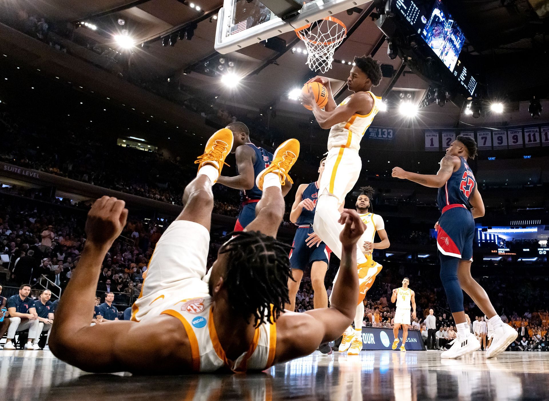 Josiah-Jordan James #30 of the Tennessee Volunteers falls