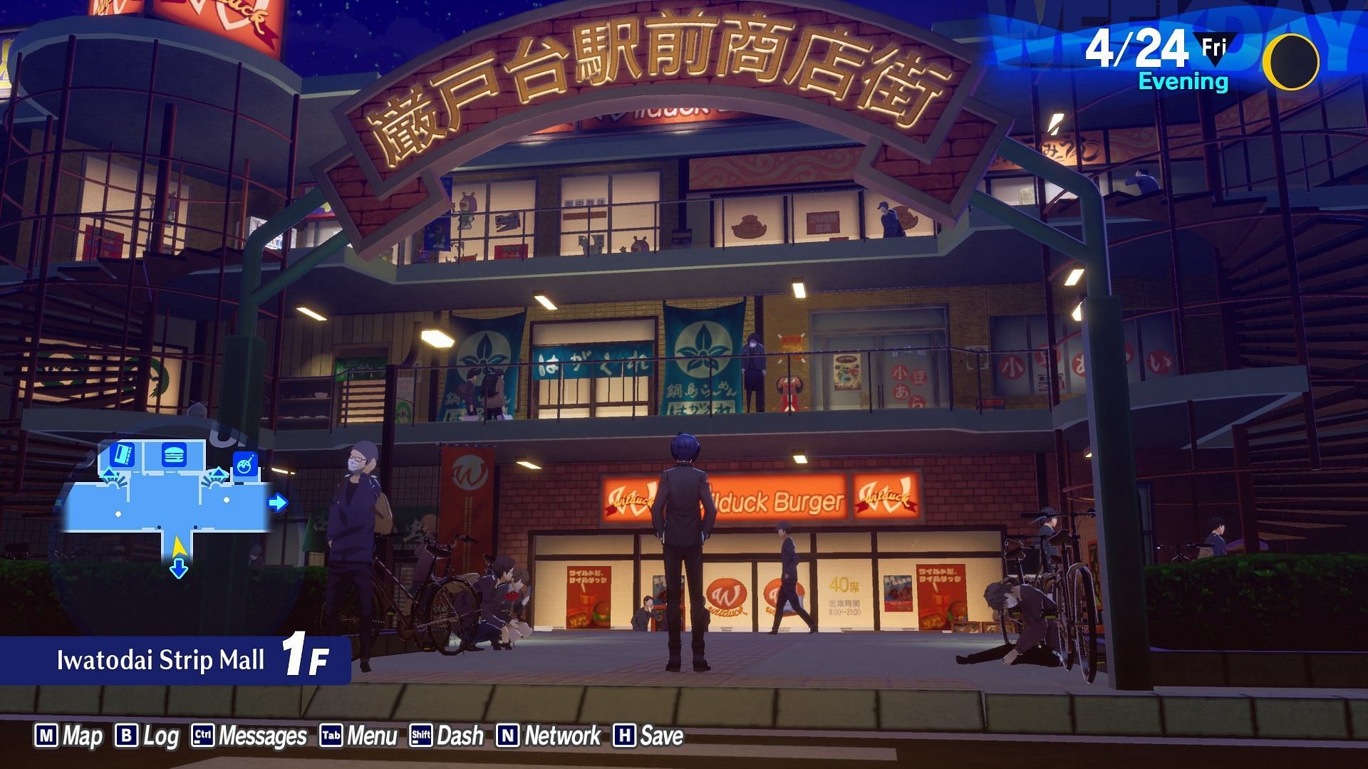 Iwatodai Strip Mall looks beautiful at night (Image via Atlus)