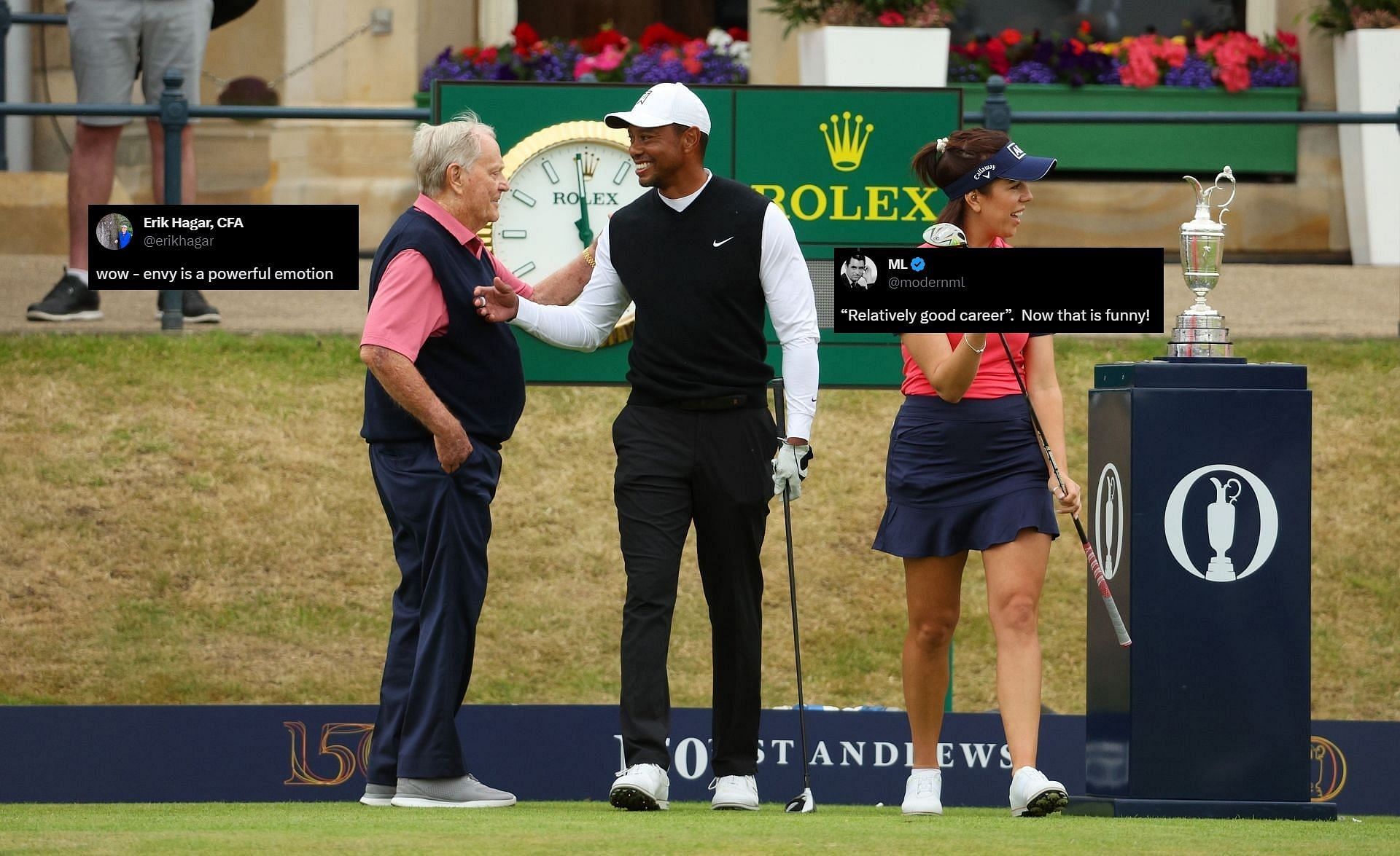 Jack Nicklaus and Tiger Woods at the 150th Open Championship in 2019