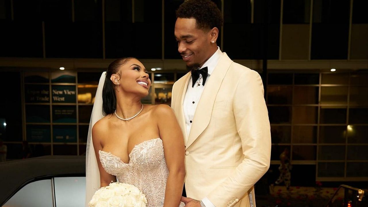 PJ Washington and his wife Alisah Chanel on thier wedding day